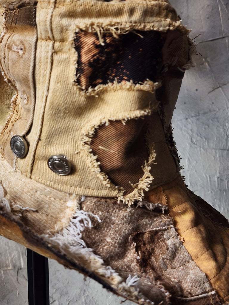 PEACEMACKER  / Designer Top Hat Upcycled Raw Wide-Brim Butterfly Patched Artisan Hat Avant-Garde Sculptural Hat