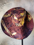 Melanitis Leda / Designer Top Hat Upcycled Raw Wide-Brim Butterfly Patched Artisan Hat Avant-Garde Sculptural Hat
