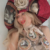 Versailles / Designer Shabby Chic 100% European Cotton Jacquard Jabot Victorian Tie Vintage Cottage Cat Edwardia Medallion