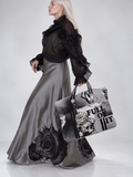 FOLL OF IT / Designer Handbag Distressed Black Denim Scull Appliqué Logo Eye Patch Appliqué Avant-garde Street-wear