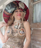 Versailles / Designer Shabby Chic 100% European Cotton Jacquard Jabot Victorian Tie Vintage Cottage Cat Edwardia Medallion