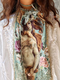 VENUS  / Vintage Gold Lace Botticelli Venus Portrait Jabot Cottage Romantic Flower Large Edwardian Shabbychic Baroque Rose Bowtie