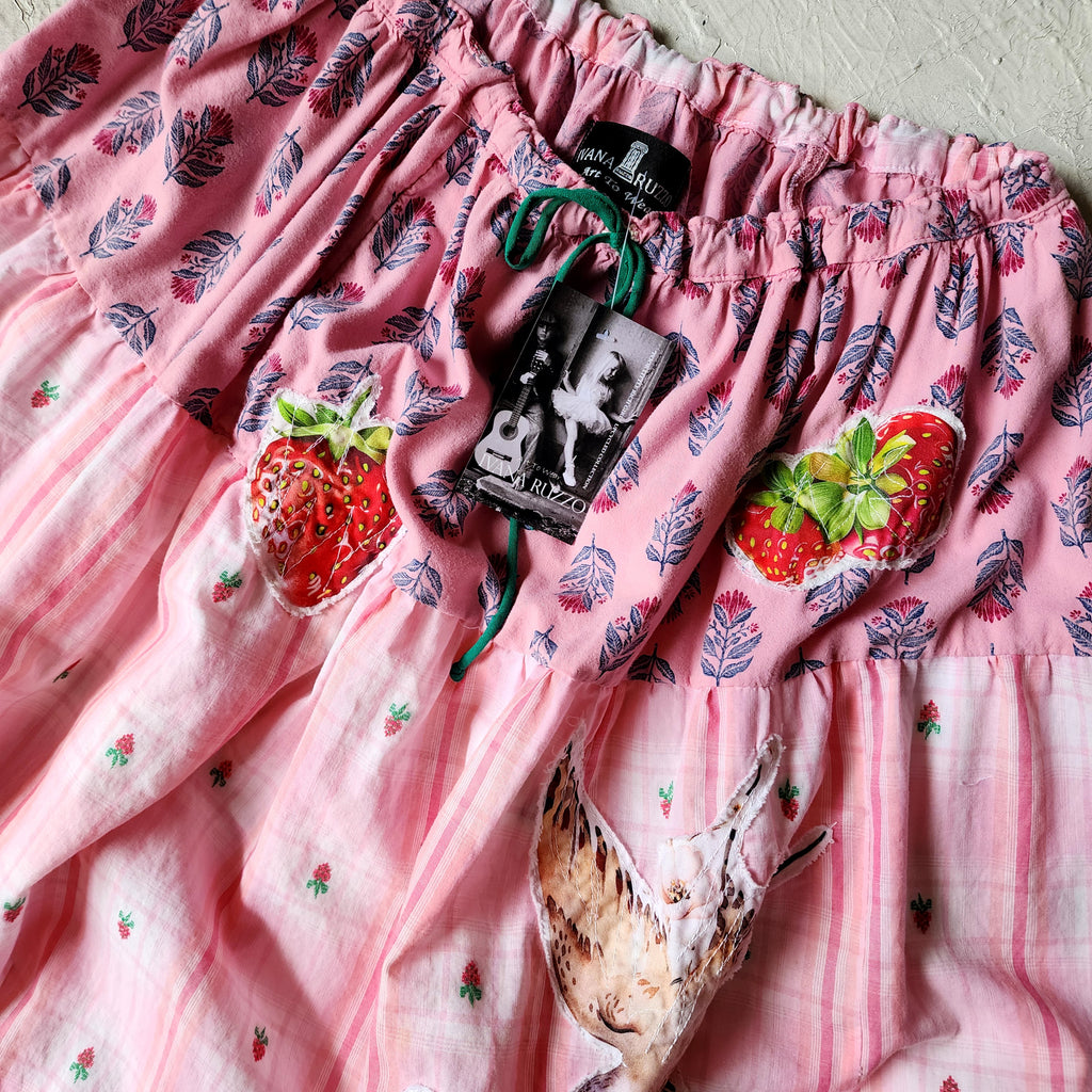 High Tea / Maxi Skirt Vintage Lace Cottage European Cotton Tea Cup Butterfly Rose Bird Boho style Upcycled Recycled Hand Stitched