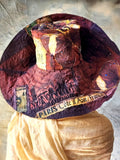 Melanitis Leda / Designer Top Hat Upcycled Raw Wide-Brim Butterfly Patched Artisan Hat Avant-Garde Sculptural Hat