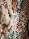 VENUS  / Vintage Gold Lace Botticelli Venus Portrait Jabot Cottage Romantic Flower Large Edwardian Shabbychic Baroque Rose Bowtie