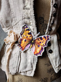 Victoria's Summer / Boho Graphic Vintage Fabric Jabot Botanical Bowtie Butterfly Necklace Belt Concept Upcycled Artisan Accessories