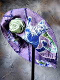 Alpine Blue / Designer Top Hat Shabby Chic Hat Upcycled Distressed Denim Bohemian Sculptural Hat Handstitched Cat Appliqué Patchwork