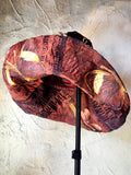 Melanitis Leda / Designer Top Hat Upcycled Raw Wide-Brim Butterfly Patched Artisan Hat Avant-Garde Sculptural Hat
