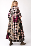 BEAUTIFULLY BROKEN / Designer Upcycled Kimono Duster Button-Down Flannel Top Artisan Cottage Appliqué