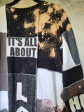 Love / Avant-garde Top Tunic Dress Black White Designer Up-cycled Clothing Patchwork Raw Vintage Cotton