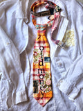 OLD MONEY CRAVAT / Shabby Chic Tie Jabot Bohemian Upcycled Plaid Boho Necklace Upcycled Cottage Patched Artisan Bowtie