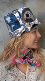 British Lord / Designer Top Hat Upcycled Raw Patch Dog Cameo Gold Frame Artisan Hat Artisan Hat Avant-Garde Sculptural Hat