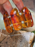 Look Into the Sun / Beeswax Lab Amber silver plated Resin atural Polymer Large Amber Bracelet Honey Color
