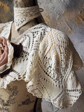 Comtesse La Fleur / Cottage Romantic Pelerine Shal Vintage Lace Large Silk Rose Flower Jabot Cotton Bowtie Tie Lace Choker