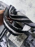 FOLL OF IT / Designer Handbag Distressed Black Denim Scull Appliqué Logo Eye Patch Appliqué Avant-garde Street-wear