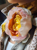 Golden Frost / Cottage Jabot Silk Romantic Flower Fabric Rose Gold Camellia Bowtie Antique Lace 20th century 60s archives