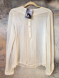 Quiet Drama / Bohemian Blouse Ivory Textured Lace Avant-garde Organic Drape Large Sculptural Rose Silk Fabric Flower