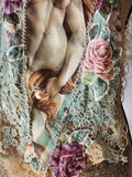 VENUS  / Vintage Gold Lace Botticelli Venus Portrait Jabot Cottage Romantic Flower Large Edwardian Shabbychic Baroque Rose Bowtie