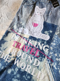 Drink Around the World / Avant-garde Designer Maxi Skirt Upcycled Recycled Denim Chic Concept Street wear