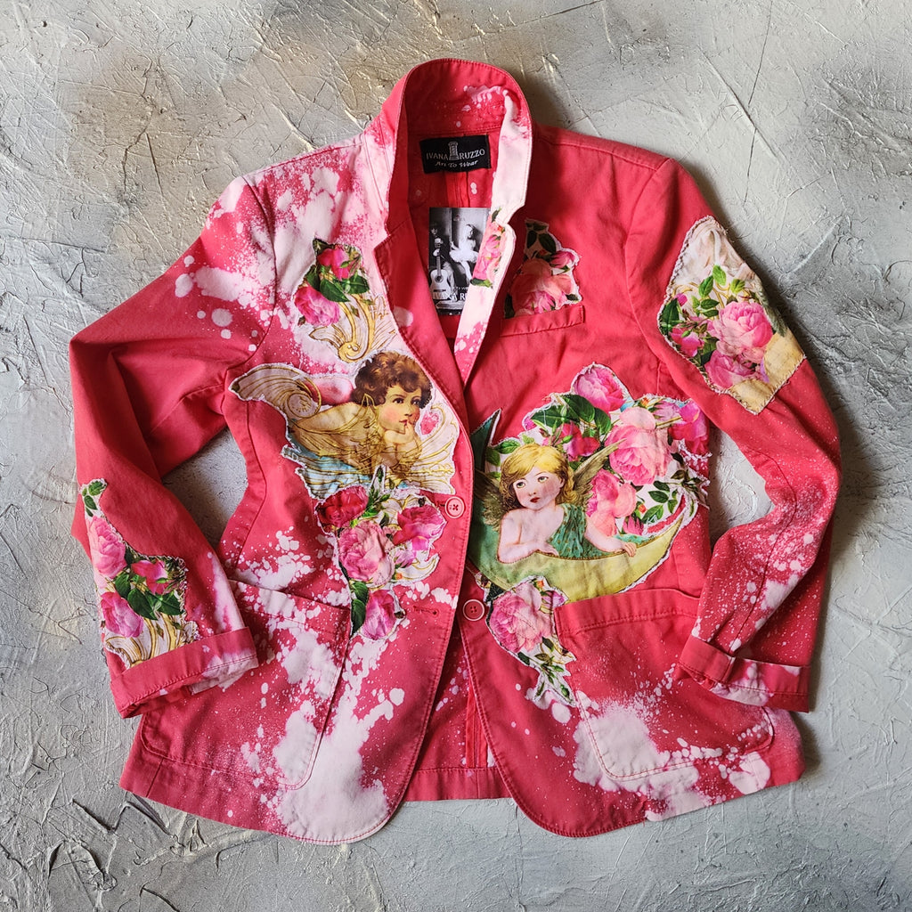 "CUPD IS STUPID"  / Angel Designer Jacket Cottage Patched Avangard Boho Artisan Distressed European