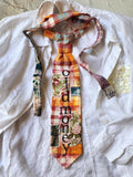 OLD MONEY CRAVAT / Shabby Chic Tie Jabot Bohemian Upcycled Plaid Boho Necklace Upcycled Cottage Patched Artisan Bowtie