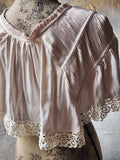 Laid Back Jen / Vintage Lace Silk Pelerina Kaput Cottage Romantic Flower Big Rose Jabot Bowtie Boho