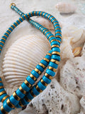 Snake Island / Surf Choker Natural Blue Stone Turquoise Unique Beaded Necklace for Men