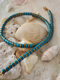 Snake Island / Surf Choker Natural Blue Stone Turquoise Unique Beaded Necklace for Men