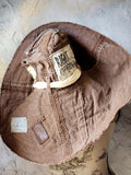 MOCCO ACADEMY / Designer Top Hat Shabby Chic Hat Upcycled Distressed Denim Bohemian style Hat Hand Stitched Top Hat Patchwork