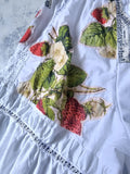 In Strawberry Mood / Cotton Bloomers Strawberry Appliqué Floral Print Ruffle Hem Drawstring Belt