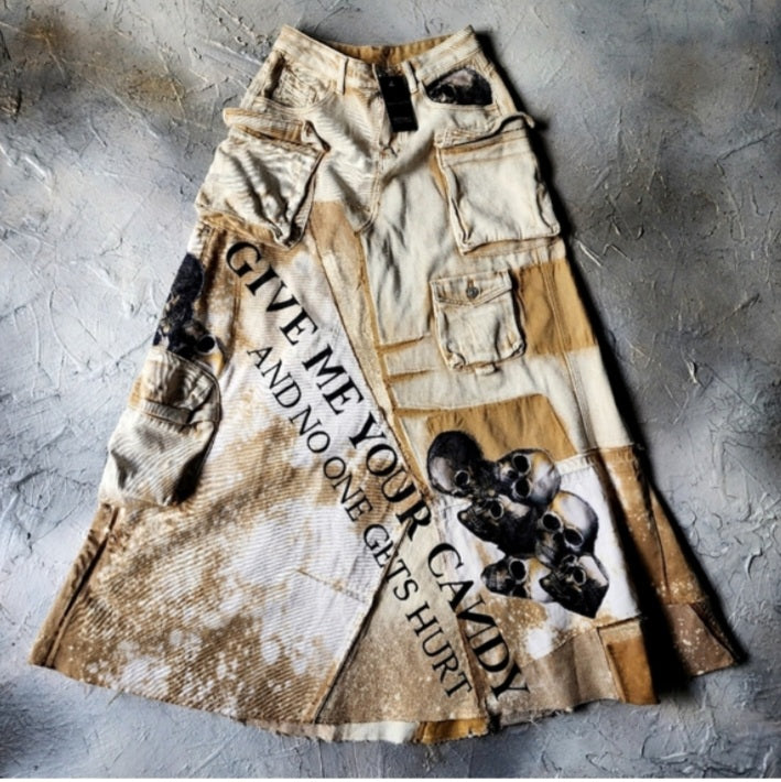 GIVE ME YOUR CANDY / Designer Maxi Skirt Upcycled Couture Artisan Avant-garde Patchwork Handcrafted Sustainable