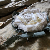 Artisan Approach / Designer Blazer Unique Concept Wear Large 3D White Rose Linen Avangard Fashion Shabby Chic Jacket