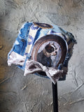 British Lord / Designer Top Hat Upcycled Raw Patch Dog Cameo Gold Frame Artisan Hat Artisan Hat Avant-Garde Sculptural Hat