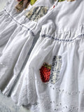 In Strawberry Mood / Cotton Bloomers Strawberry Appliqué Floral Print Ruffle Hem Drawstring Belt