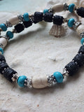 On The Wave / Large Surf Choker Natural Blue Stone Chrome Lava Unique Beaded Necklace for Men