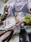 Mademoiselle Camellia/ Patchwork Caller Lady Jabot Bowtie Rose Pearl Medallion BowTie 100% European Cotton Shabby Chic Victorian