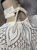 Comtesse La Fleur / Cottage Romantic Pelerine Shal Vintage Lace Large Silk Rose Flower Jabot Cotton Bowtie Tie Lace Choker