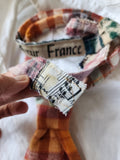 OLD MONEY CRAVAT / Shabby Chic Tie Jabot Bohemian Upcycled Plaid Boho Necklace Upcycled Cottage Patched Artisan Bowtie
