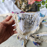 Morning Garden / Designer Victorian Top Ruffle European Cotton Cat Rose Hand Patched Distressing Patchwork Floral Top