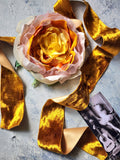 Golden Frost / Cottage Jabot Silk Romantic Flower Fabric Rose Gold Camellia Bowtie Antique Lace 20th century 60s archives