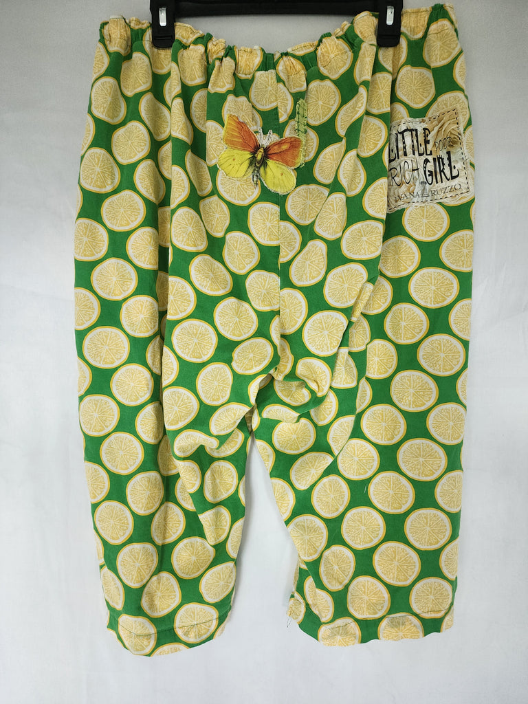 Cloudless Lemon / Bloomers Victorian Pants Shabby Chic Aplique Lemon Floral Print Patchwork Romantic Chic Patched Avant-garde