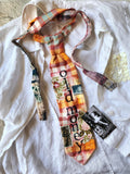 OLD MONEY CRAVAT / Shabby Chic Tie Jabot Bohemian Upcycled Plaid Boho Necklace Upcycled Cottage Patched Artisan Bowtie