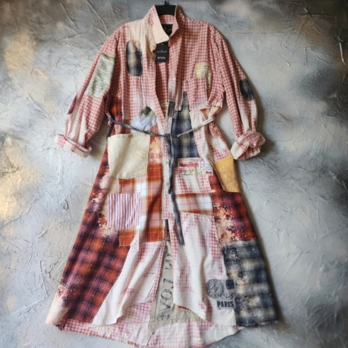 EVERY FALL I FALL IN LOVE  /Cottage Patched Avangard Coat Designer Jacket Artisan Distressed Buttondown Art