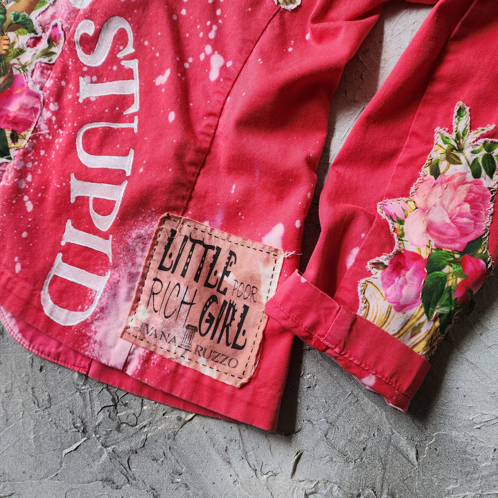 "CUPD IS STUPID"  / Angel Designer Jacket Cottage Patched Avangard Boho Artisan Distressed European