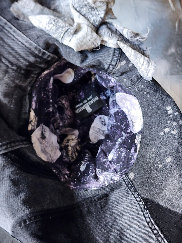 SPIRIT OF VENICE / Designer Top Hat Shabby Chic Hat Upcycled Distressed Denim Bohemian style Hat Hand Stitched Top Hat Patchwork