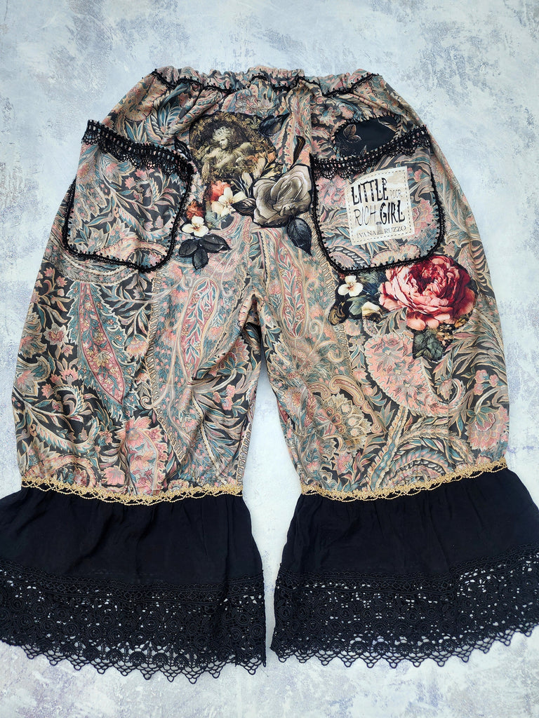 Renaissance Lore / Avant-garde Bloomers Victorian Pants Ruffles Rose Golden Lace Romantic Dark Academia Angel Aplique