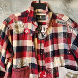 Too Late To Be Good / Cottage Patched Avangard Coat Designer Jacket Artisan Distressed Buttondown Art Flannel Long Top