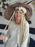 MOCCO ACADEMY / Designer Top Hat Shabby Chic Hat Upcycled Distressed Denim Bohemian style Hat Hand Stitched Top Hat Patchwork