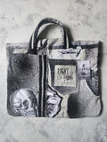 FOLL OF IT / Designer Handbag Distressed Black Denim Scull Appliqué Logo Eye Patch Appliqué Avant-garde Street-wear