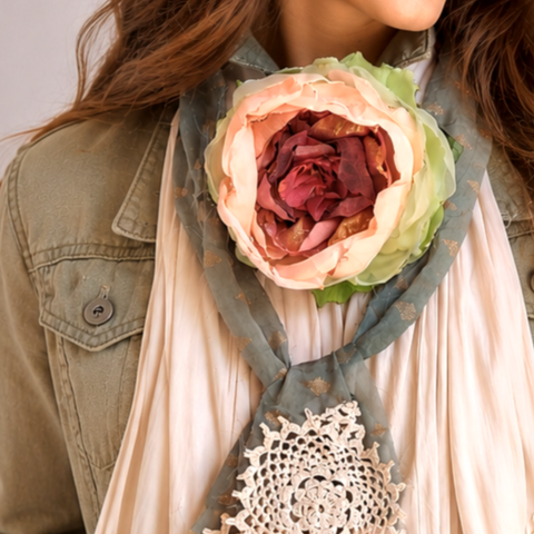 Shakespeare Talk / Cottage Jabot Silk Romantic Flower Fabric Rose Camellia Bowtie Antique Lace 20th century 60s archives